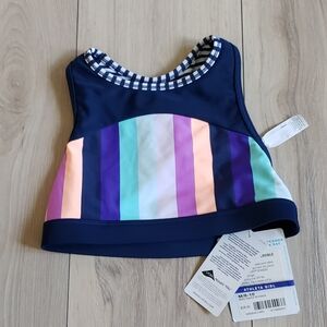 Athleta Girl Bikini Top Girls M Blue Reversible Sports Bra Raceback Water Sports